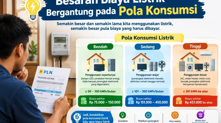 Besaran Biaya Listrik Bergantung pada Pola Konsumsi