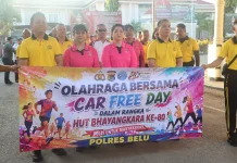 Polres Belu dan Brimob Perkuat Sinergitas lewat Car Free Day Bhayangkara ke-80
