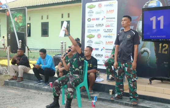 Bayu Saputra Jadi Komentator unik Turnamen Bola Voli Dansatgas Pamtas Cup 2026