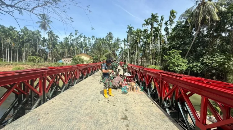 Pembangunan Jembatan Bailey Desa Kubu, Aceh Utara Capai 98 %