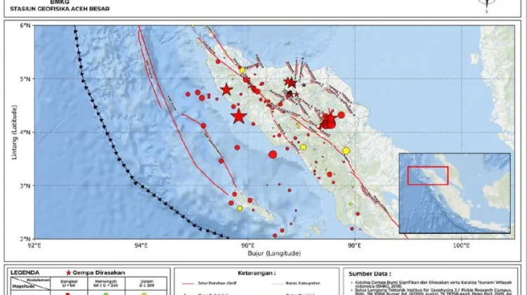 BMKG Catat Aktivitas Gempa di Aceh dan Sambaran Petir Tinggi