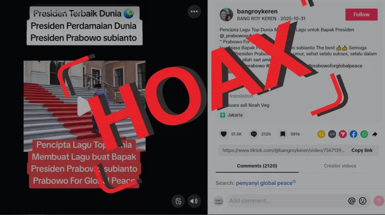 Hoaks Lagu “Prabowo for Global Peace” Diklaim Dibuat Musisi Dunia