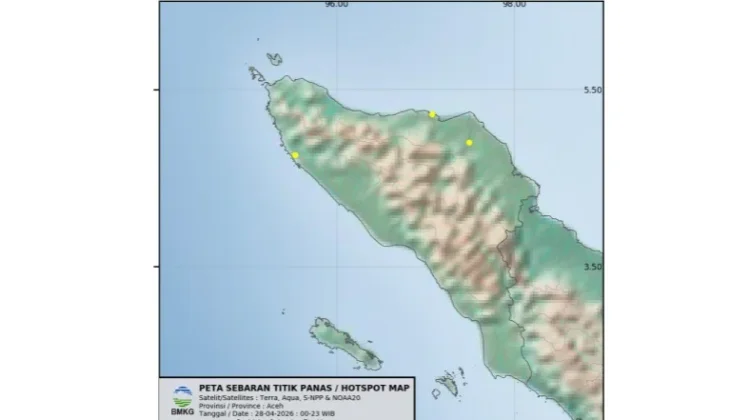 Titik Panas di Aceh Hari ini, Tersebar di Aceh Jaya hingga Lhokseumawe