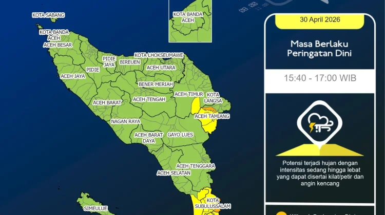 Sejumlah Wilayah di Aceh Malam ini Hujan