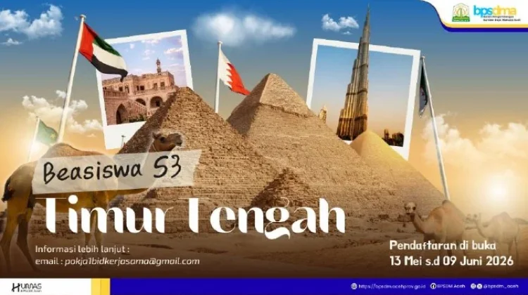 Pemerintah Aceh Buka Beasiswa S3 Timur Tengah 2026 untuk Penguatan SDM Dayah