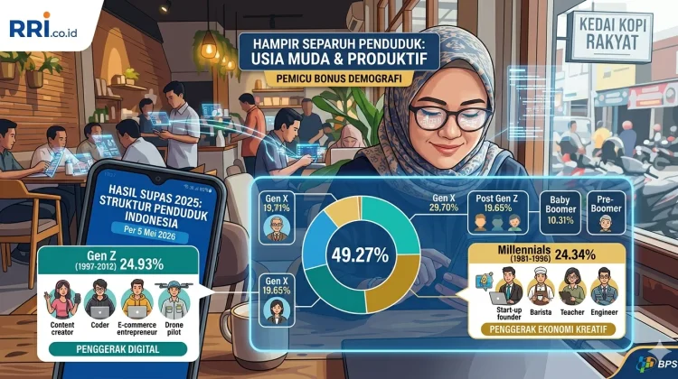 Hampir Separuh Penduduk Indonesia Didominasi Gen Z dan Milenial