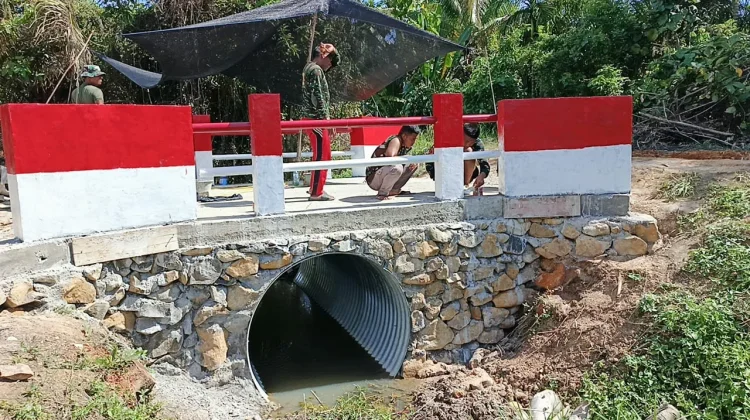Kodim 0107/Asel Rampungkan Pembangunan Jembatan Aramco di Trumon Timur