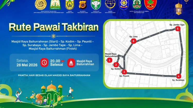 Pawai Takbiran Idul Adha di Banda Aceh, Ini Rutenya