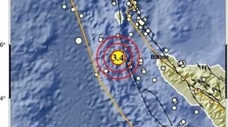 Gempa 3,4 Magnitudo Guncang Perairan Barat Sabang, tidak Berpotensi Tsunami