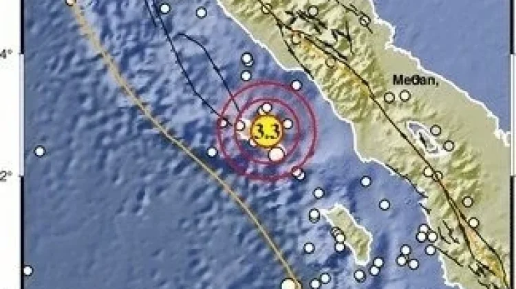 Gempa Magnitudo 3,3 Guncang Perairan Barat Laut Sinabang
