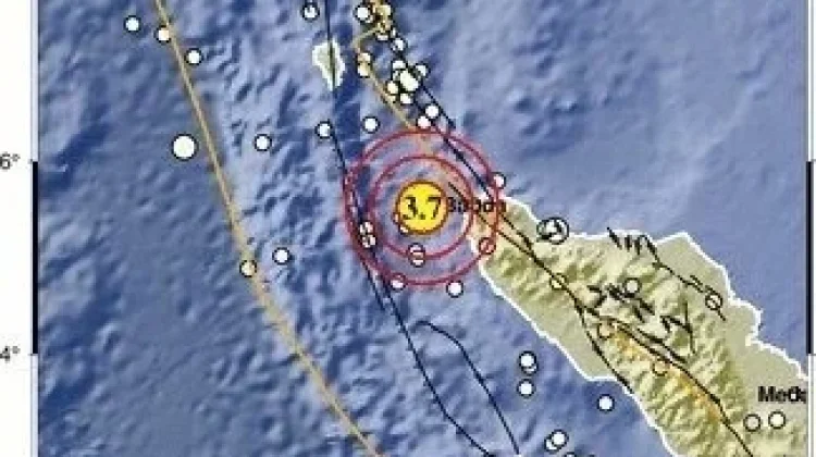 Gempa Magnitudo 3,7 Guncang Perairan Barat Daya Sabang
