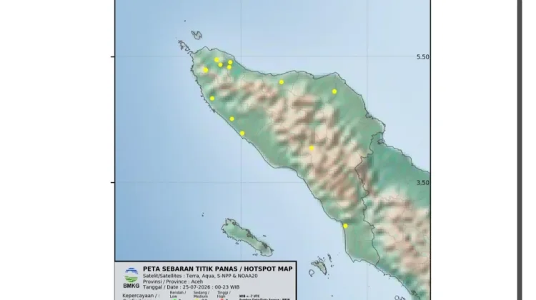 BMKG Catat 20 Titik Panas Tersebar di Delapan Kabupaten di Aceh