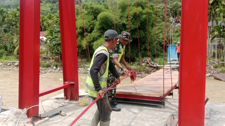 Pembangunan Jembatan Gantung di Desa Blang Meurandeh, Nagan Raya