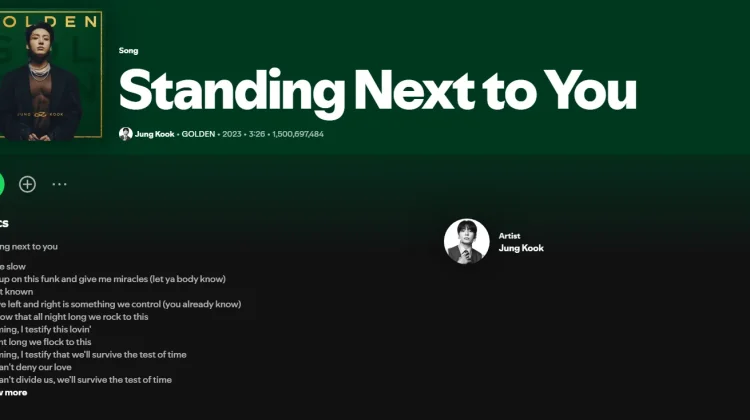 Jungkook "Standing Next to You" Tembus 1,5 Miliar Streams Spotify