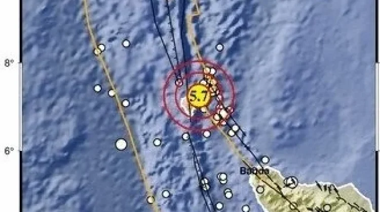 Gempa Magnitudo 5,7 Guncang Barat Laut Sabang