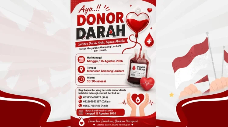 Warga Gampong Lambaro Gelar Donor Darah Sambut HUT RI ke-81