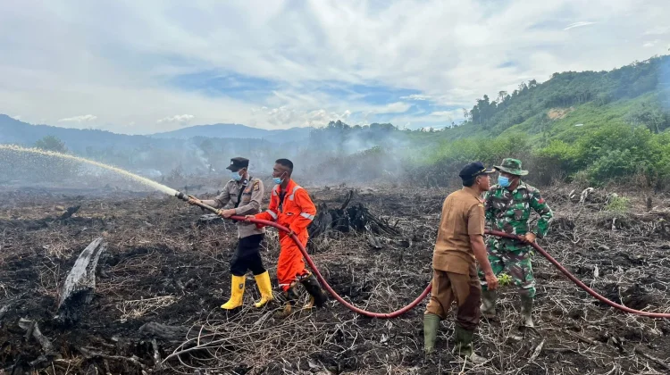 Asap Masih Terlihat di Titik Api Kebakaran Lahan Gambut di Aceh Selatan