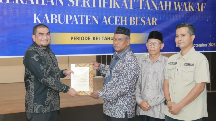 20 Nazir Terima Sertifikat Tanah Wakaf, Kemenag Aceh Besar: Wajib Produktif