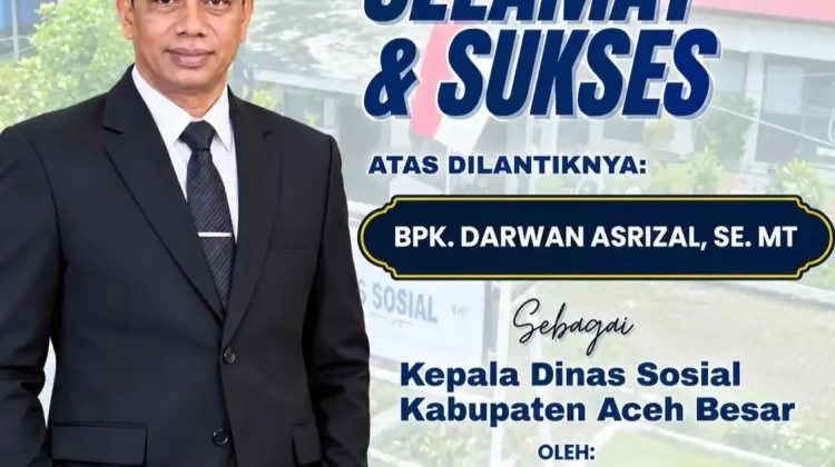 Darwan Asrizal Dilantik Jadi Kepala Dinas Sosial Aceh Besar
