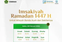 Jadwal Imsak untuk Wilayah Banda Aceh 28 Februari 2026