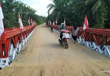 Pembangunan  Jembatan Bailey Desa Blang Gleum, Aceh Timur Rampung Dikerjakan