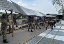 Satpol PP dan WH Aceh Besar Bongkar Bangunan Liar di Blang Bintang