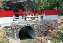 Kodim 0107/Asel Rampungkan Pembangunan Jembatan Aramco di Trumon Timur