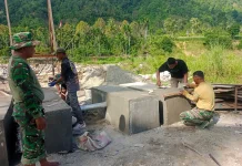 Kodim Agara Pacu Pembangunan Jembatan Gantung Perintis