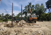 Tiang Pancang Jembatan Gantung Perintis di Desa Teger Miko Sudah Dipasang