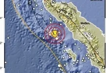 Gempa Magnitudo 3,3 Guncang Perairan Barat Laut Sinabang