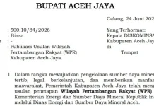 Pemkab Aceh Jaya Ajukan Penetapan Wilayah Pertambangan Rakyat