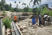 Pondasi Jembatan Beton di Desa Lawe Serke, Aceh Tenggara mulai dicor