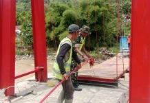 Pembangunan Jembatan Gantung di Desa Blang Meurandeh, Nagan Raya