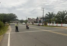 Satlantas Polres Aceh Jaya Intensifkan Strong Point Pagi