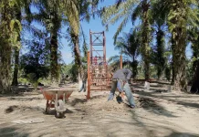 Pembangunan Jembatan Gantung di Desa Serasah Aceh Singkil Terus Dikebut