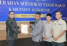 20 Nazir Terima Sertifikat Tanah Wakaf, Kemenag Aceh Besar: Wajib Produktif