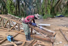 Pembangunan Jembatan Gantung Perintis Garuda Desa Kaloy Aceh Tamiang Dikebut