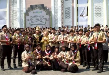 Kontingen Aceh Tunjukkan Identitas Daerah pada Perkemahan Pramuka Santri Nasion