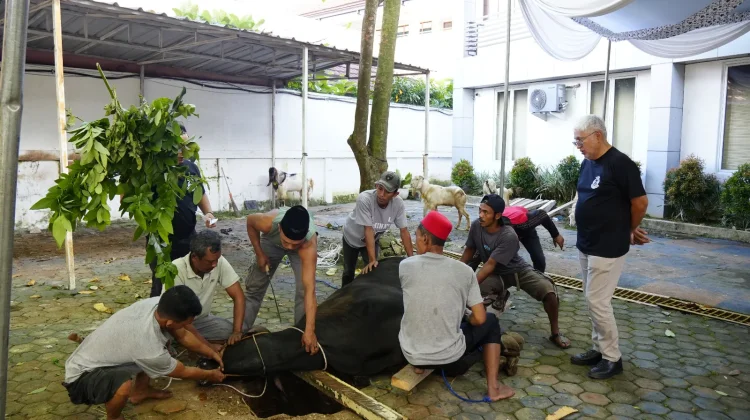 KAI Tanjungkarang Salurkan Hewan Kurban dan Bantuan CSR