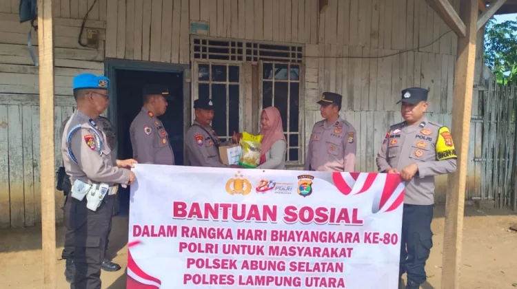 Sambut HUT Bhayangkara ke-80, Polsek Abung Selatan Salurkan Bantuan Sosial