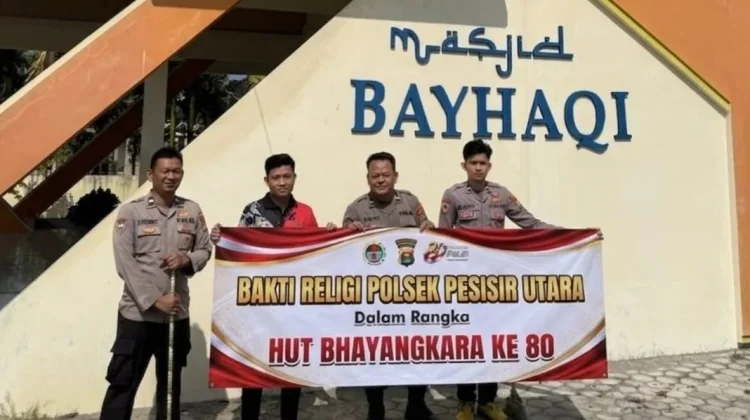 Polsek Pesisir Utara Laksanakan Bakti Sosial di Masjid Baihaqi