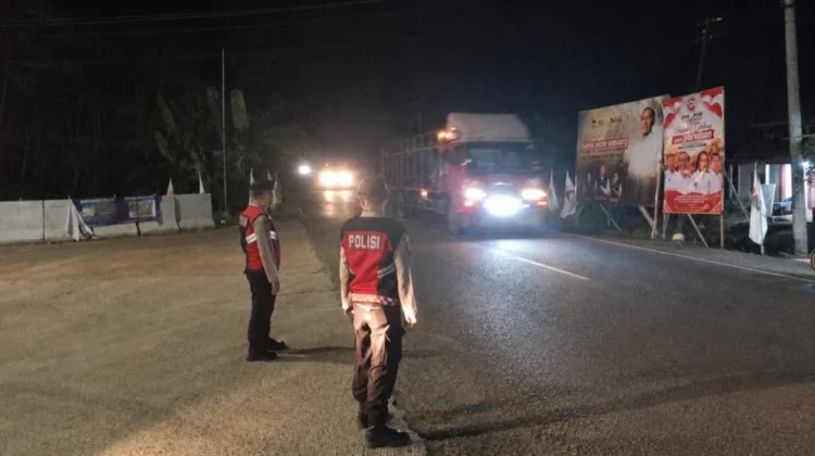 Polres Mesuji laksanakan Patroli malam Janji Jaga di Exit Tol Simpang Pematang