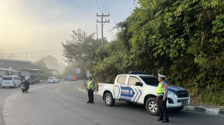 Satuan Lantas Polres Lampung Barat Patroli Strong Point Pagi