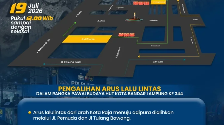 Pawai Budaya HUT Bandar Lampung, Polisi Alihkan Arus Lalu Lintas di Sejumlah Ruas