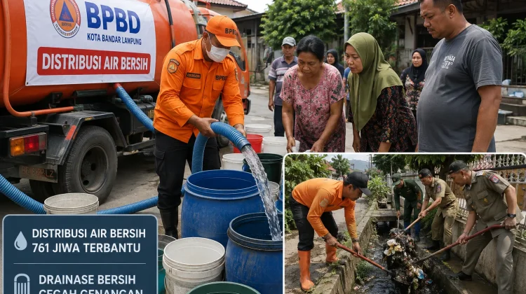 BPBD Bandarlampung Bersihkan Drainase dan Atasi Dampak Kekeringan