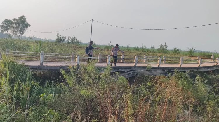 Jembatan Akses Sawah di Palas Amblas, Warga Diimbau Waspada