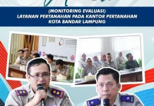 Kepala Kantor Pertanahan Kota Bandar Lampung,Pimpin Rapat Monev Pelayanan