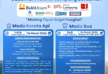 Program Mudik Gratis Lampung, Kereta Api ke Sumsel, Bus ke 4 Kabupaten