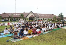 Polres Lampung Utara Gelar Sholat Idul Fitri Bersama Masyarakat