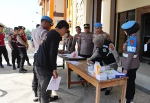 Mendadak, Puluhan Anggota Polres Pringsewu Jalani Tes Urine
